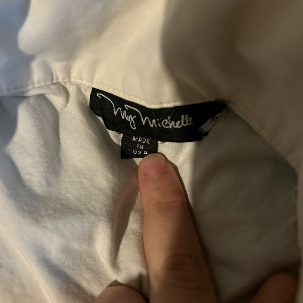 white cropped button up